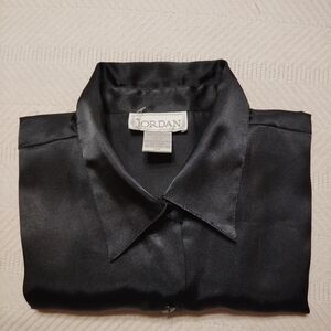 Vintage Jordan Black Satin Blouse Size L
